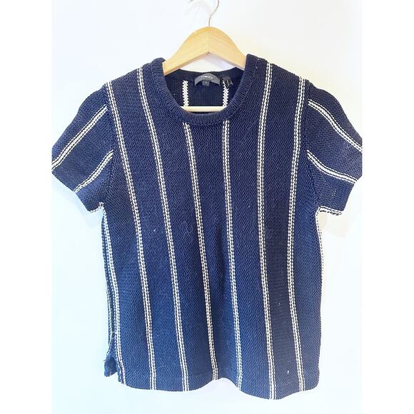 Theory Bundle Petite Navy Blue Striped Short Sleeve Knit Camisole Top - Picture 2 of 12